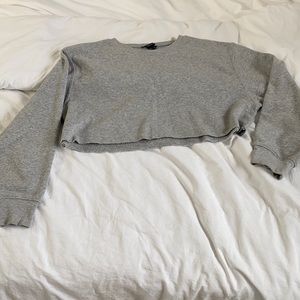 Grey Cropped Hoodie